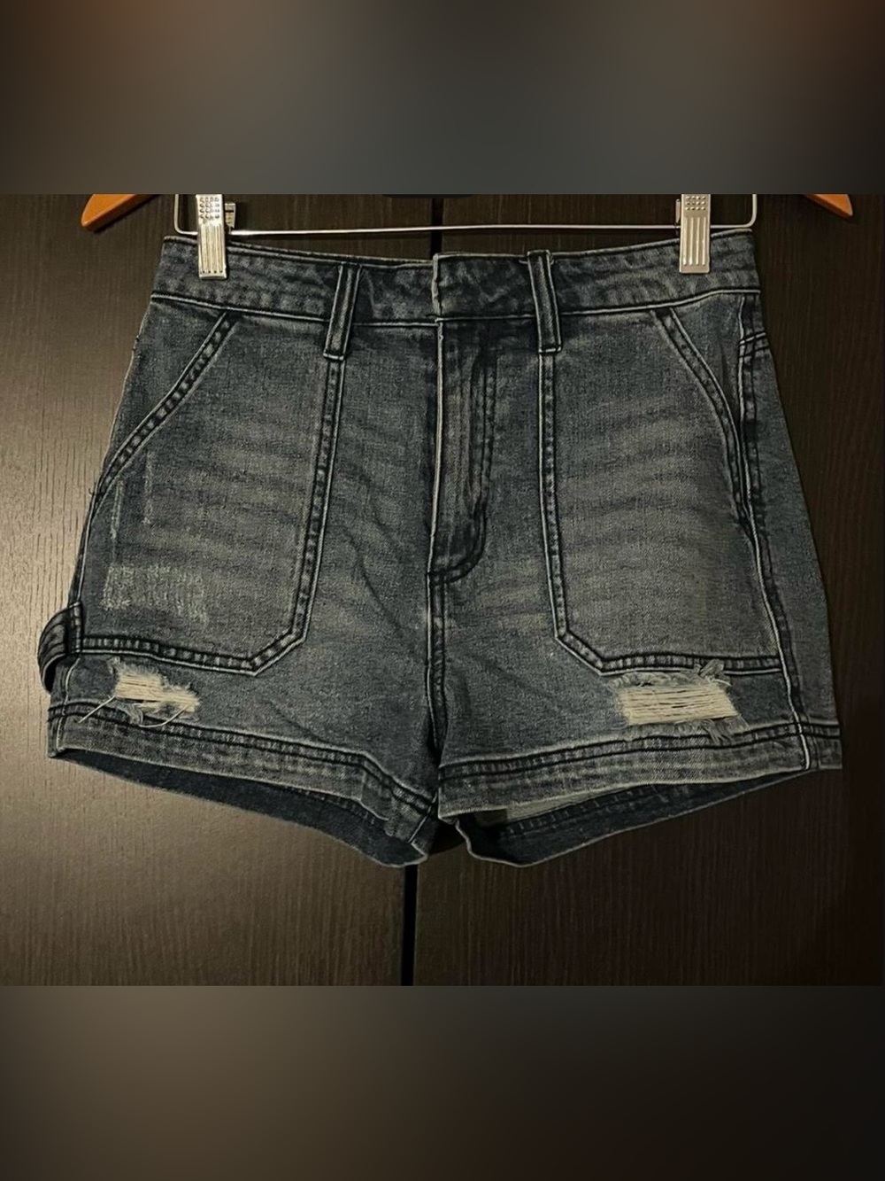 Forever 21 Washed Black High-Rise Denim Shorts